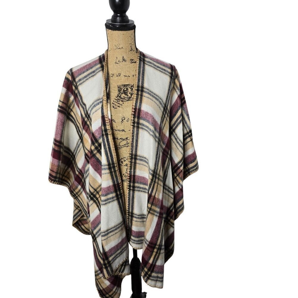 Woolrich Brown Plaid Oversized Scarf Cozy Shawl
